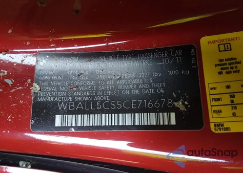 2012 BMW Z4 Sdrive28I z USA, uszkodzony, nr VIN WBALL5C55CE716678